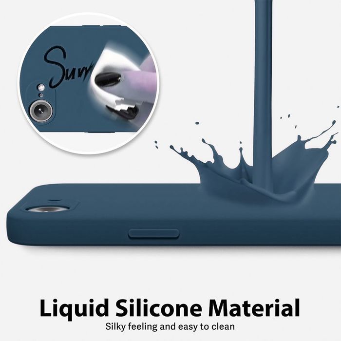 Coque pour iPhone 17e, Protection Silicone Liquide Ultra Slim Souple Mat Bleu Marine