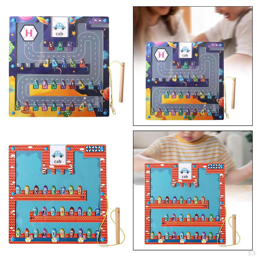 Магнитный алфавитный лабиринт дошкольный буквенный пазл для детей 3, 4, 5 лет, самолет