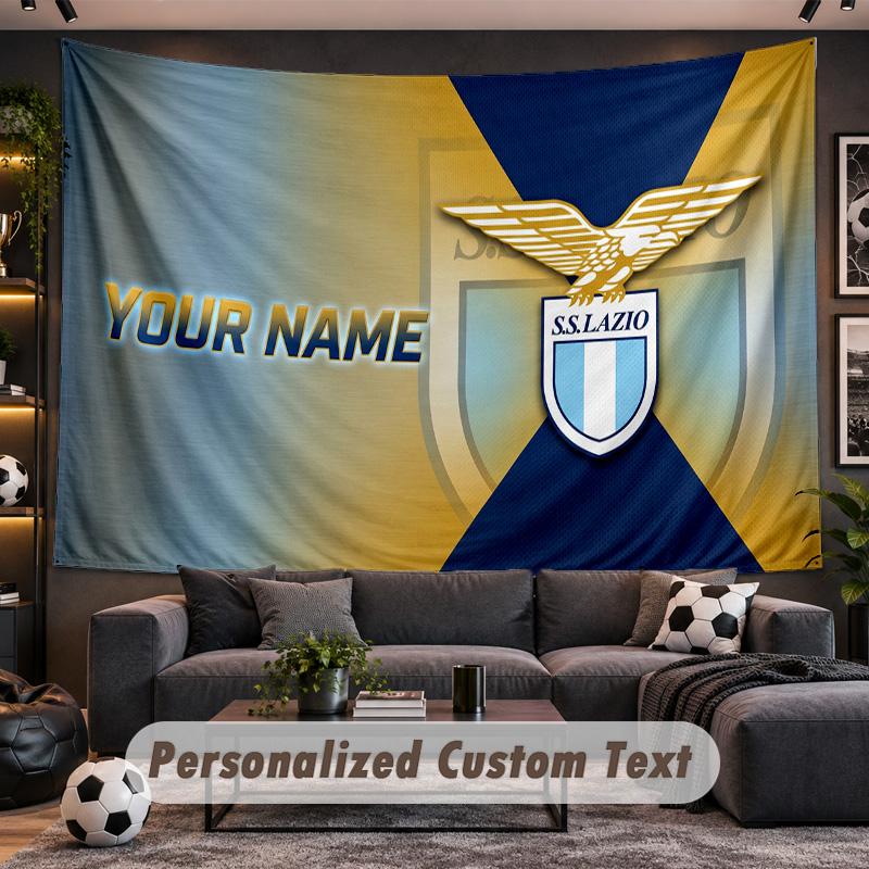 Lazio FC Personalized Tapestry Support Custom Name, Wall Art Home Decoration
