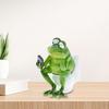 Frog Figurine Watching Phone Cartoon Frog Statue Resin Sculpture Indoor
