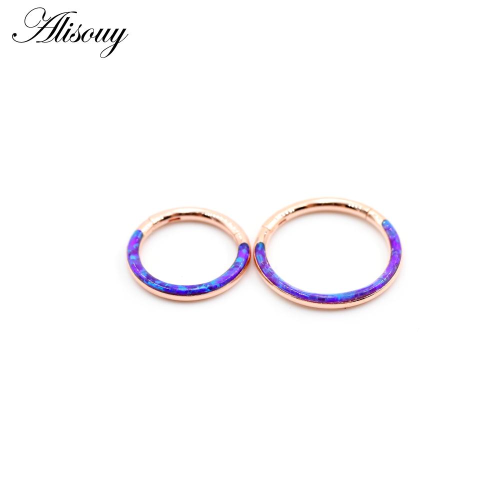 Alisouy 1 шт., нержавеющая сталь 316L 16G, поворотный шарнирный кликер, кольцо для носовой перегородки, опаловое кольцо, серьги для бровей и губ, украшения для пирсинга тела