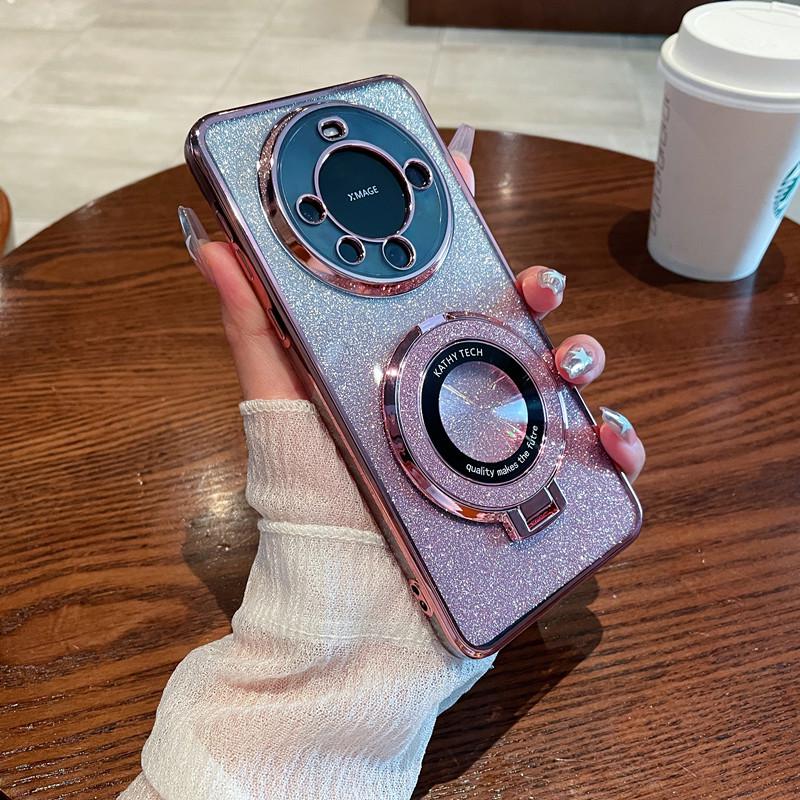 Чехол Vivo V60lite/Y19S с градиентом и блестками, с гальваническим кронштейном, ударопрочный для моделей Y04/Y03