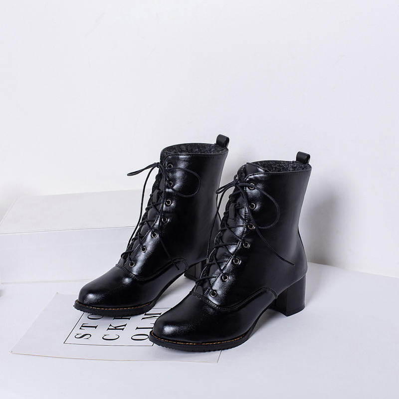 Женские короткие сапоги на высоком каблуке, осенне-зимние, удобные, универсальные, на толстом каблуке, повседневные короткие сапоги большого размера