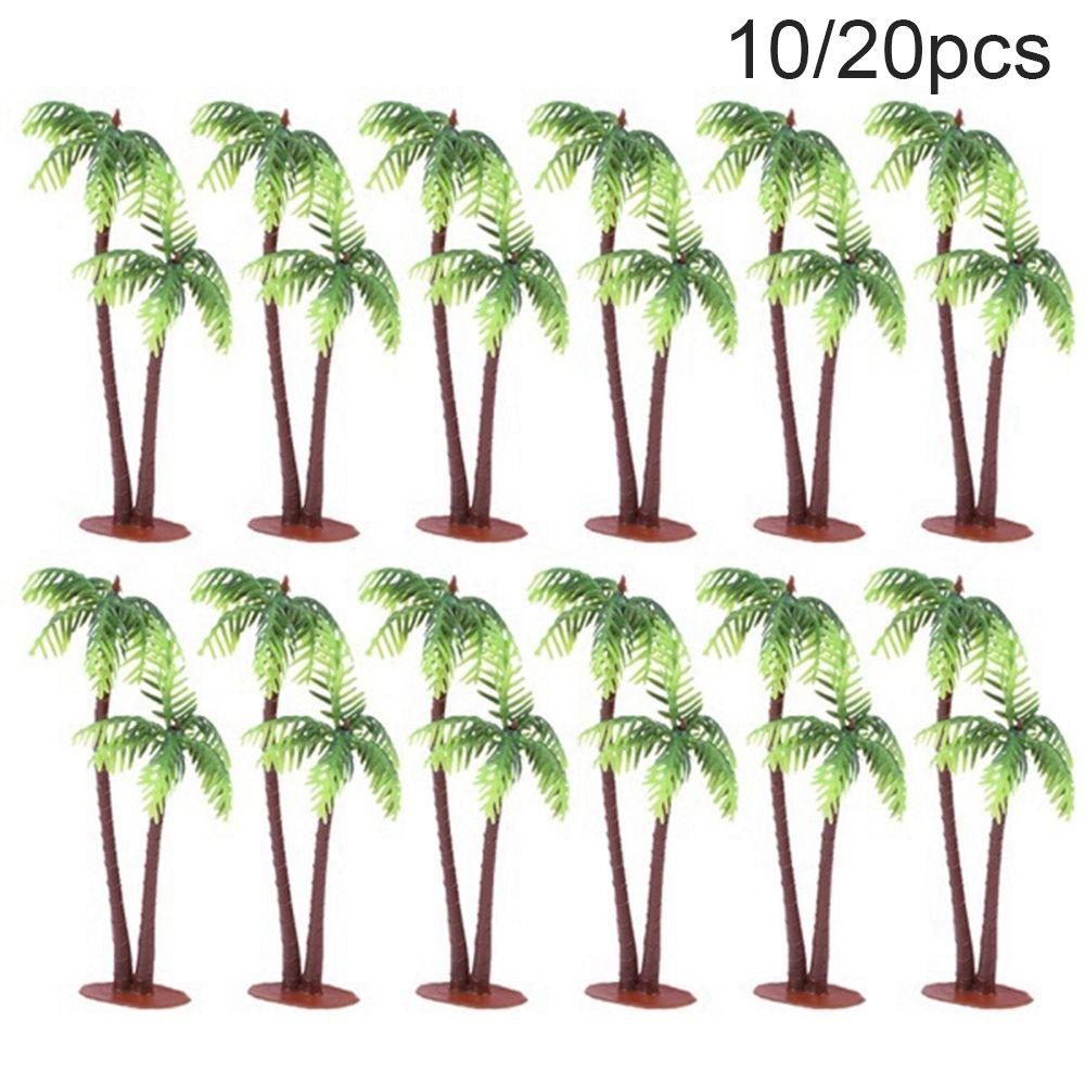 Plastic 10pcs Bonsai Craft Leaf Fake Miniature Coconut Palm Tree Artificial Plants Micro Landscape