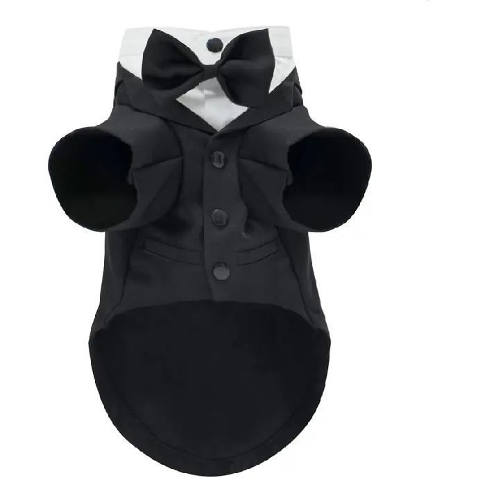 Dog Tuxedo Wedding Suit Shirt with Bow Tie, Formal Outfit Tux Attire for Puppy Small Medium Dogs Cats Costume