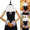 Victorian Renaissances Organza Neck Ruff Choker Adjustable Tie Ruffled Faux Collar and Sleeve Cuffs for Costume Parties