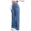 Womens High-Waisted Straight Leg Denim Jeans Loose Fit Wide Trousers Cotton Blend Casual Streetwear