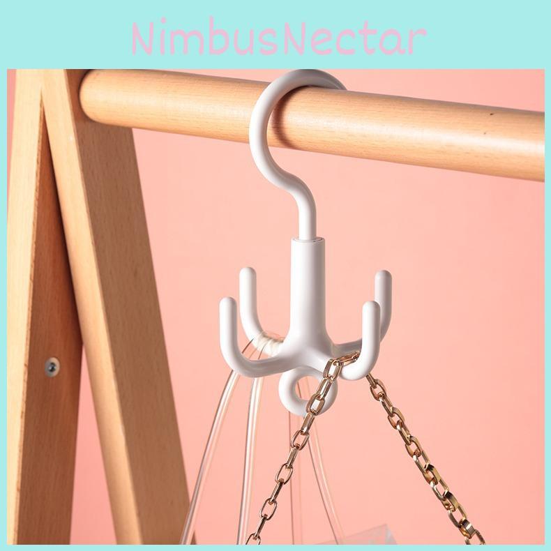 Rotating Prong Four Plastic Multi Functional Hanging Hook For Closet And Storage