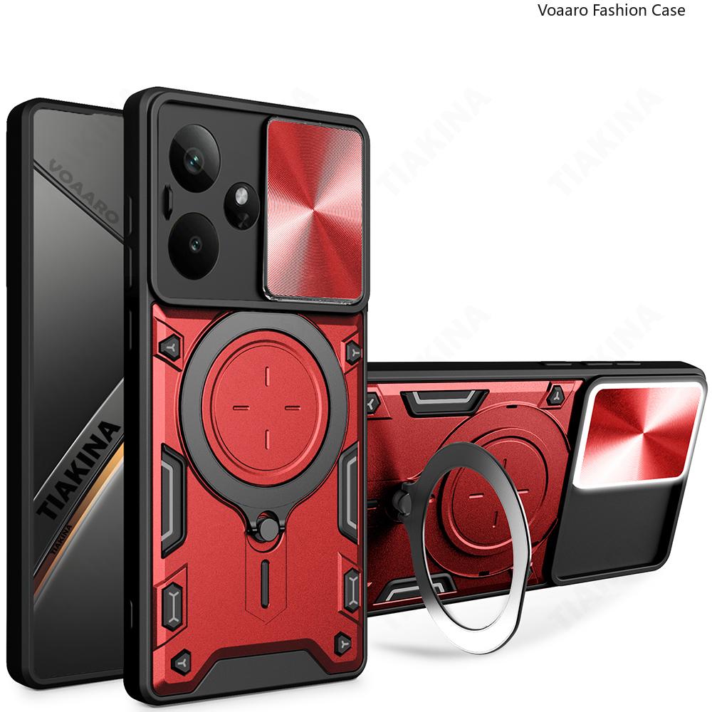 Чехол-книжка Slide Lens Armor для OPPO Realme GT7 Чехол для Realme GT 7 Pro 6T Neo6 SE 5G Чехол Магнитный держатель-кольцо Полное покрытие