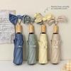 Windproof Sunscreen Umbrella Wooden Handle Folding Sun Umbrella Small Fresh Rain Umbrella Men