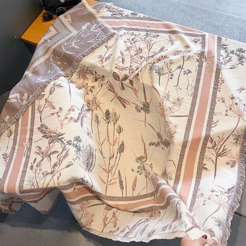 Квадратный кашемировый шарф для женщин, толстое теплое зимнее одеяло, брендовая женская роскошная шаль, накидка, Bufanda 2024, пончо, Echarpe, пашмина