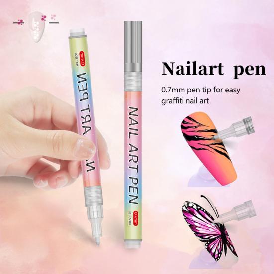 Nail Art Pen Set DIY Plastic Paint Markers for Gel Nails 0.7mm Tip Doodle Drawing Pens Gift for Beginners And Professionals