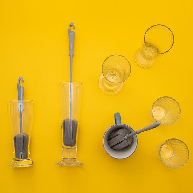 2493 Cup Cleaning Brush Long Handle Bottle Cleaning Sponge Milk Bottle Glass Cups Cleaner Household Glass Coffee TeaPot Brush