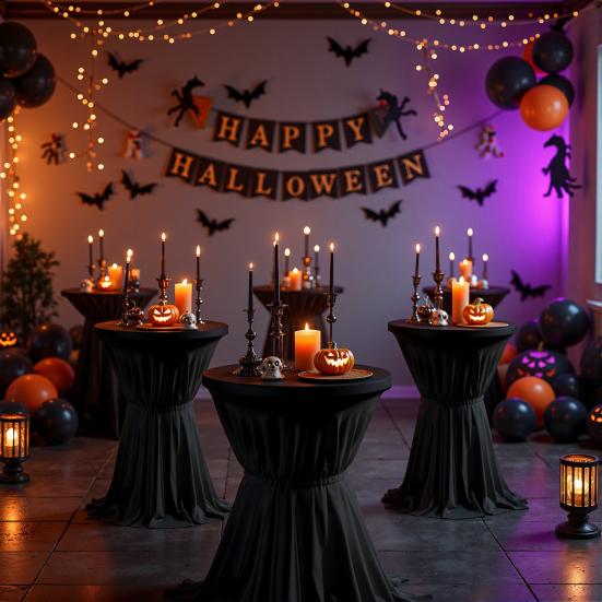 Чехол для коктейльного стола Спандекс Стрейч Круглые Скатерти для коктейльного стола с Волнистыми Драпировками Юбки для Высоких Барных Столов для Свадебной Вечеринки Банкетных Мероприятий