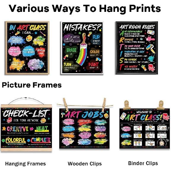 gisgfim 12 Pcs Art Posters for Classroom pirational Quote Bulletin Board Decorations Art Teacher Quotes Artist Room Rules Education Posters for Back