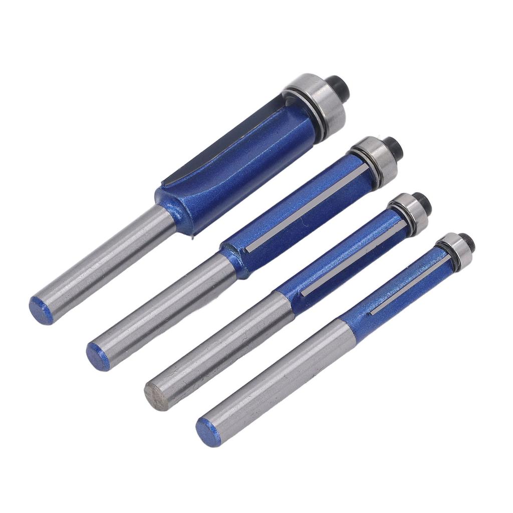 4 Pcs Flush Trim Router Bit 1 4 Shank Tungsten Steel Alloy High Hardness Edge Flush Trimming Bit for Woodworking