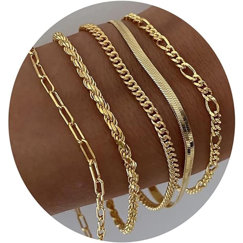 Bracelets for Women, Jewelry Sets for Women Cute Tennis Beaded Bracelets for Women Cuban Link Paperclip Chain Dainty Bracelet Pack Gifts for Women