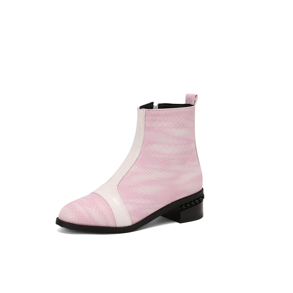 Krazing Pot Полиуретановые осенне-зимние туфли 47 размера 48 размера 49 размера 50 смешанные цвета сексуальные ботинки с круглым носком на молнии сохраняющие тепло ботильоны