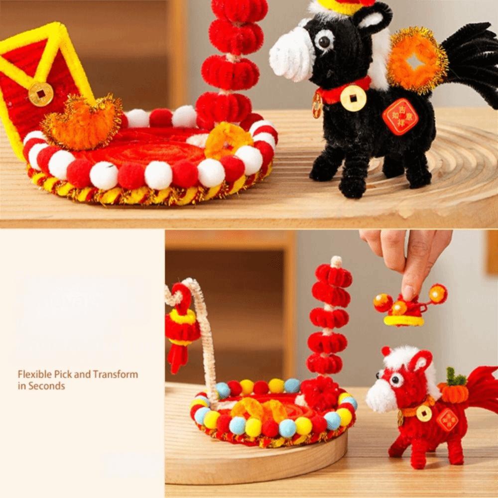 Ручная работа Лошадка Подвеска на стол Мультяшная Милая Креативная DIY Палочка-твистер Незаконченный DIY Набор материалов Украшение Лошадь на Новый год по лунному календарю