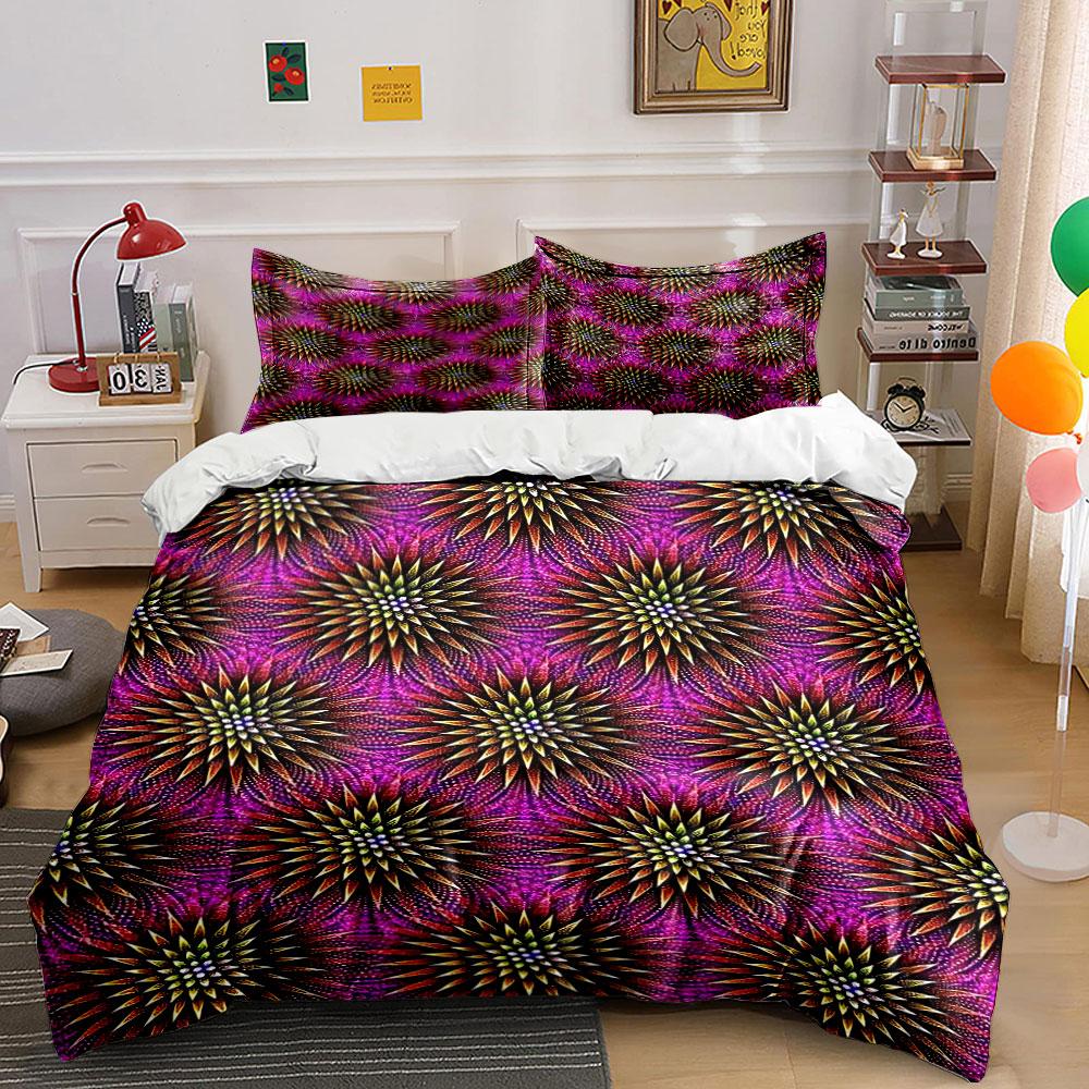 Radiating starburst floral pattern. Bedding sets Duvet cover sets Duvet covers Pillowcases(1* Duvet Cover 2* Pillowcases without duvet insert)