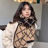 Yousheng Women Scarf Rhombus Pattern Knitted Scarf Double-Sided Warm Lightweight Winter Neck Warmer Outdoor Cycling Scarf