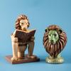 Lion Reading Statue Scholar Animal Sculpture Book Lover Gift Library Decor Unique Desk Ornament Wisdom Bookworm Art Present