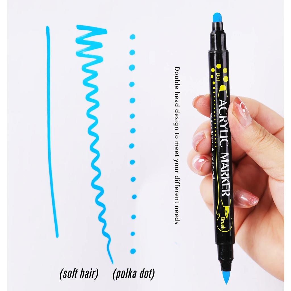 24 Цвета Точечные Акриловые Маркеры-Краски Коллекция Двусторонние Кисть-Маркеры для Раскрашивания Камней Холста Пластика Металла Дерева Каменной Росписи Художественные Принадлежности