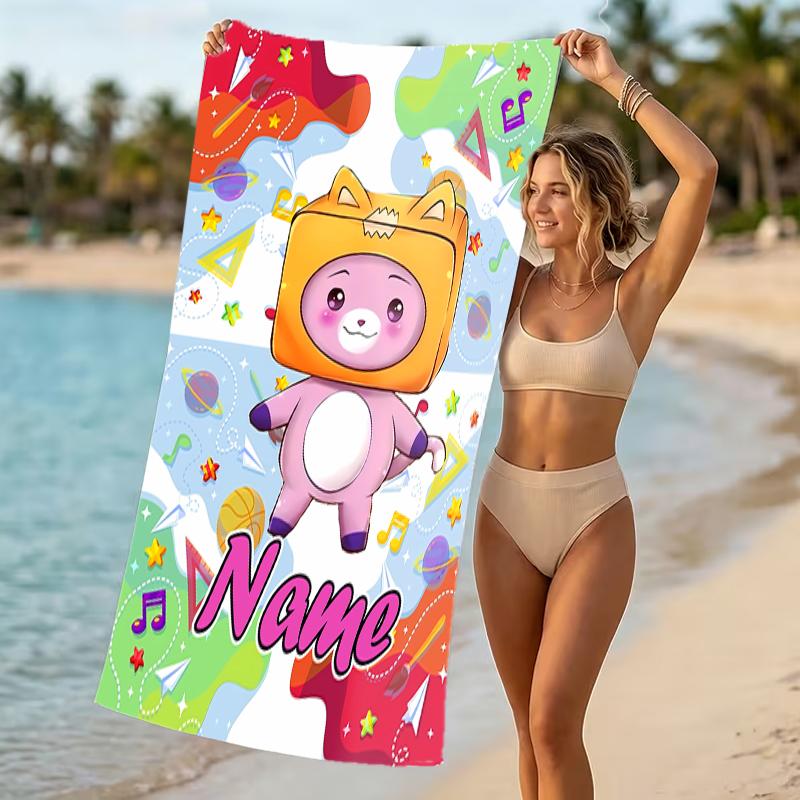 Customizable personalized beach towels LankyBox - Foxy themed designs.Suitable for the beach, yoga, sports;ideal as beach accessories