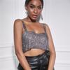 Bling Rhinestones Party Crop Top 2022 Fashion Solid Backless Straps Full Diamonds Sequins Cami Cropped Top for Women