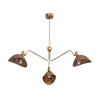 Mid‑Century Modern 3‑Light Raw Brass Sputnik Chandelier — Curved Pendant Fixture