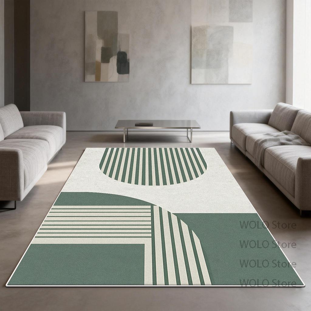 Modern Green Rugs Geometric Living Room Decoration Luxury Bedroom Customizable Carpet Washable Antiskid Study Floor Mat Lounge