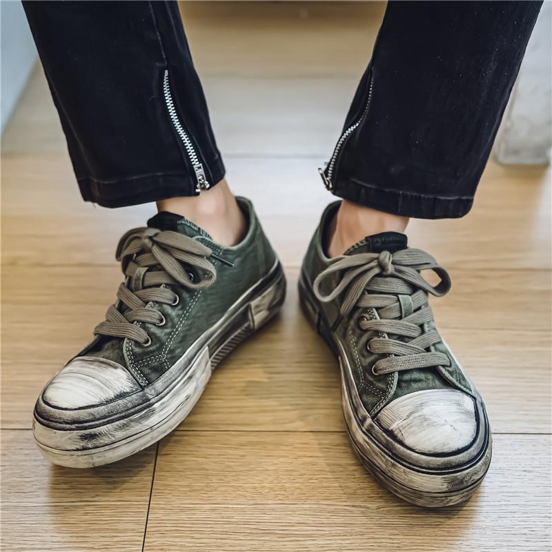 Модные черные мужские туфли Four Seasons Модный ретро-стиль Make dirty Досуг На Открытом Воздухе Вечеринка Уличная ходьба молодежная обувь