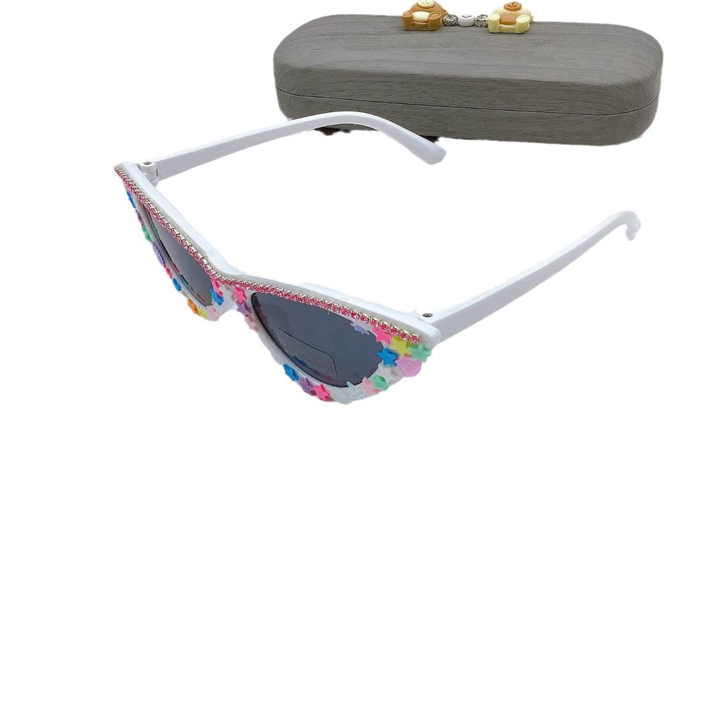 Модные персонализированные детские солнцезащитные очки солнцезащитные очки кошачий глаз Diy Star Chain моделирование солнцезащитный крем солнцезащитные очки Tide