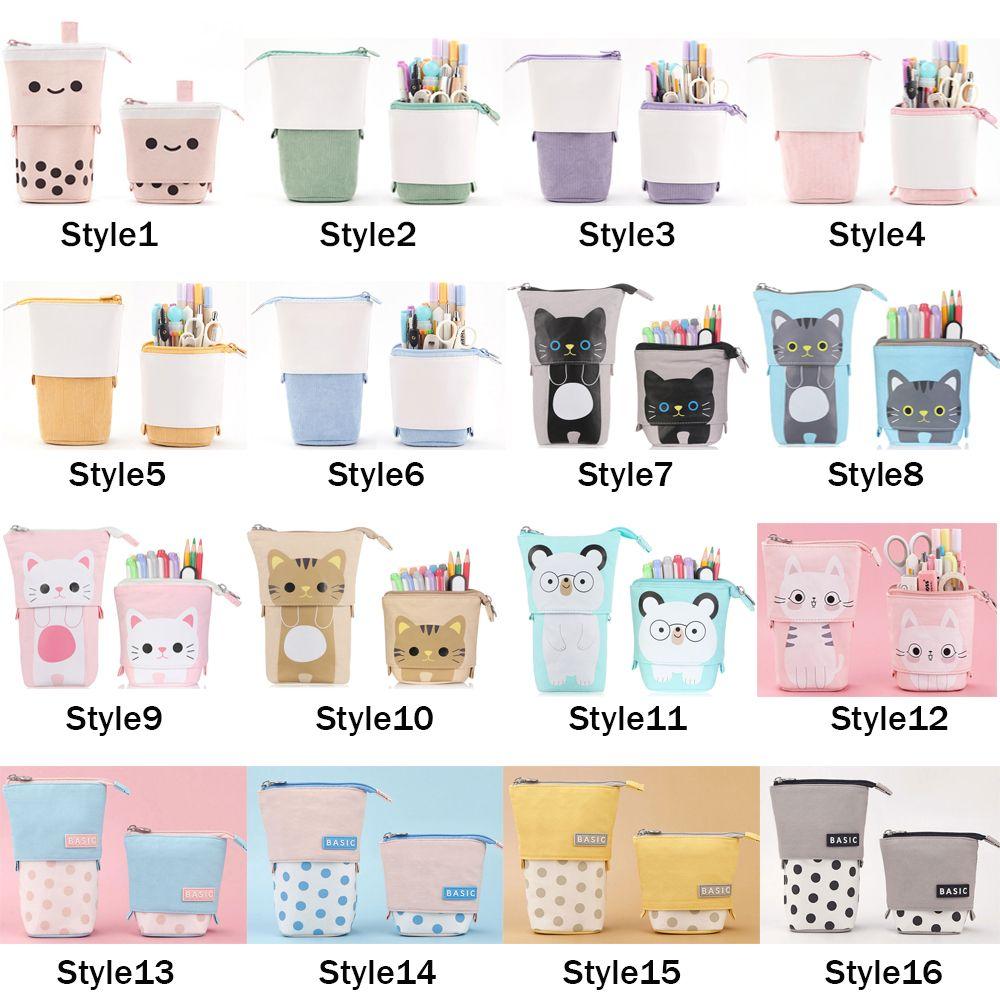 Большая вместимость Школьные принадлежности Косметичка Пенал Коробка для хранения на молнии Телескопическая сумка для ручек