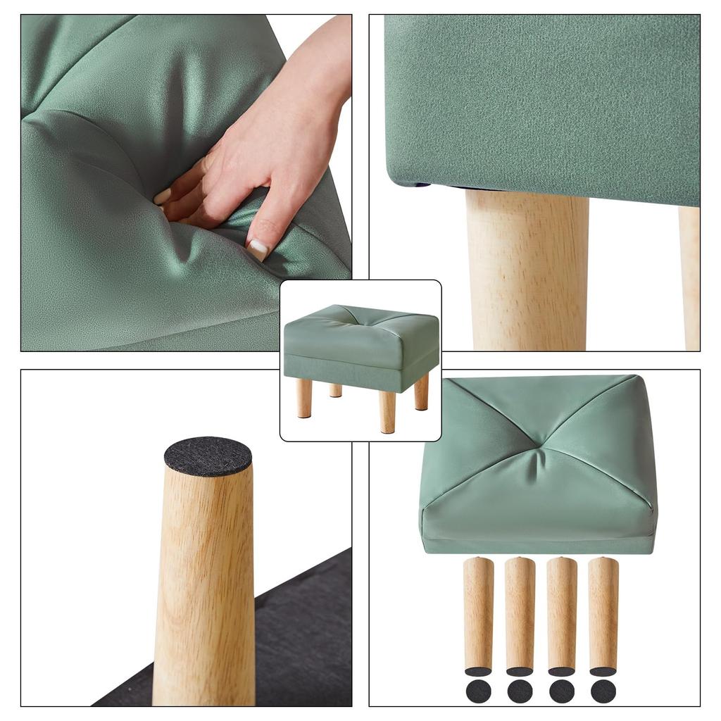 YMYNY Маленький стул из технической ткани с мягкой губкой и деревянной обувной табуреткой для гостиной или зеленый пуфик, сиденье, подставка для ног, комната, спальня, прихожая,