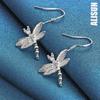 Серьги-подвески для пирсинга в виде стрекозы из стерлингового серебра 925 пробы с круглым цирконием, модные свадебные украшения