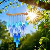 Handmade Blue Glass Fish Wind Chime Large Outdoor/Indoor Hanging Decor