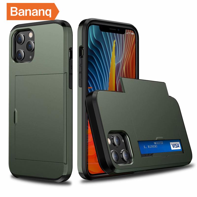 Чехол для телефона Bananq Slide с отделением для карт для iPhone 11 12 13 14 15 Pro Max Mini XS XR 8 Plus, противоударный чехол для карт