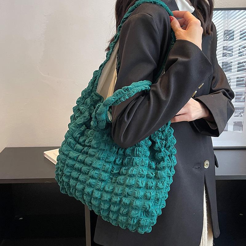 Сумка-облако для девочек Heart Folds Puff, женская, студенческая, через плечо, подмышечная сумка, большая вместимость, простая сумка