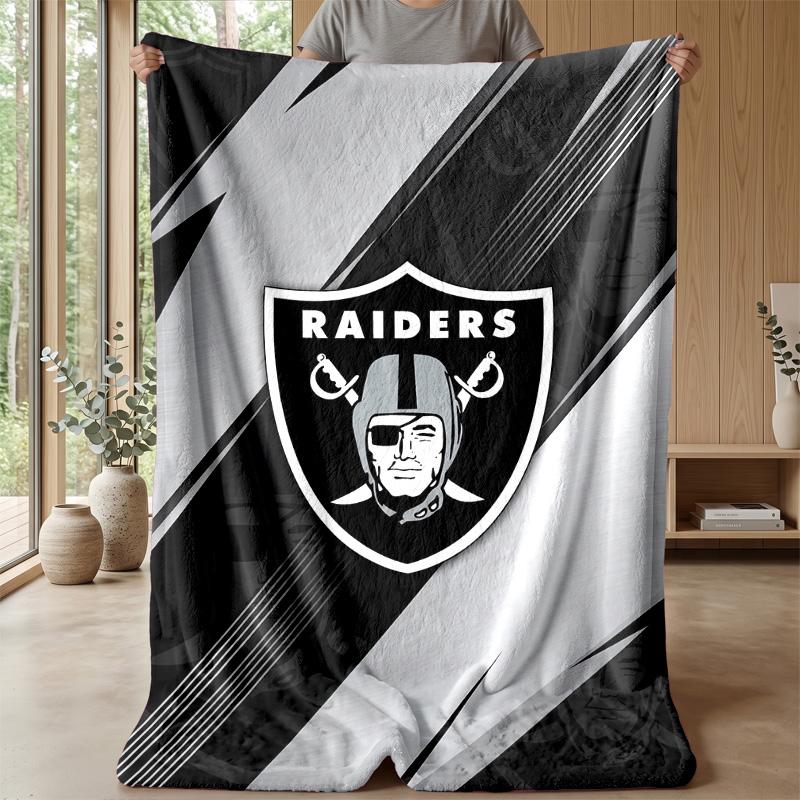 Las Vegas Raiders Flannel Fleece Blanket Cozy Warm Throw Blanket For Couch Bed Travel All Season Use