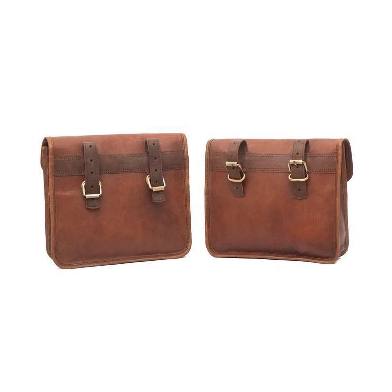 Leather Pouch Motorcycle Both Side Saddlebags Saddle Panniers 2 Bag New Brown