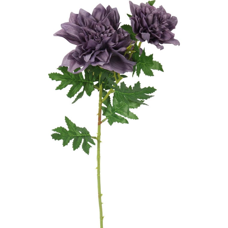 Artificial Branch with Two Purple Dahlias - High-Quality Decoration, 66cm