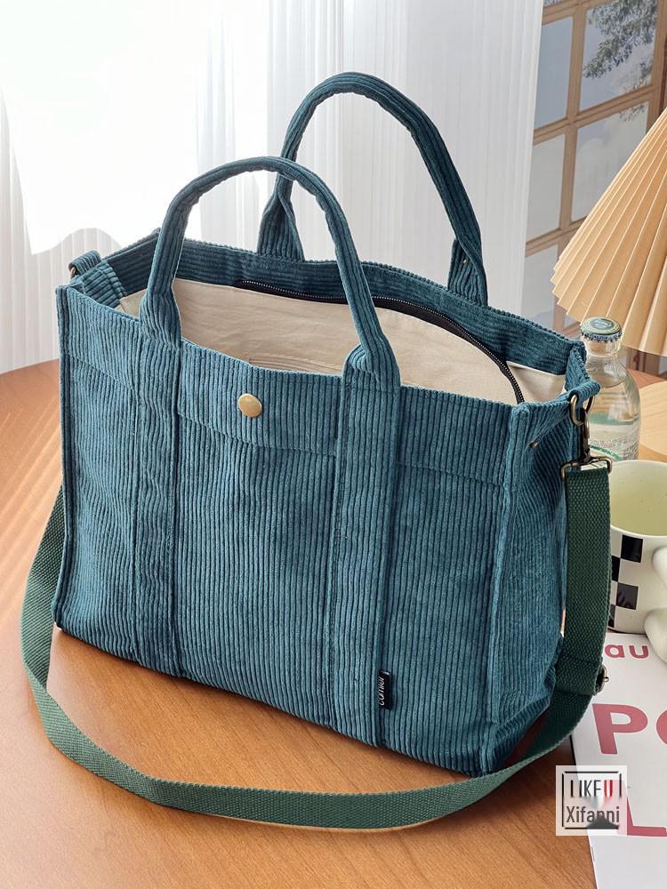 Autumn/Winter Corduroy Commuter Tote: Stylish, Simple, Student-Friendly, Handheld Messenger Bag