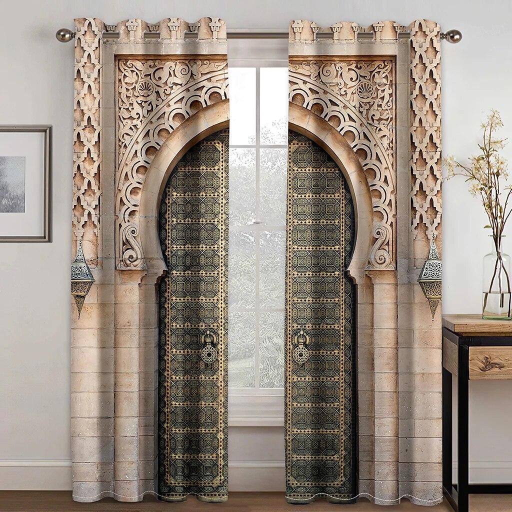 Luxury Doors Yellow Doorknob Ornamental Carved Free Shipping 2 Pieces Thick Curtains For Living Room Bedroom Window Drape Decor