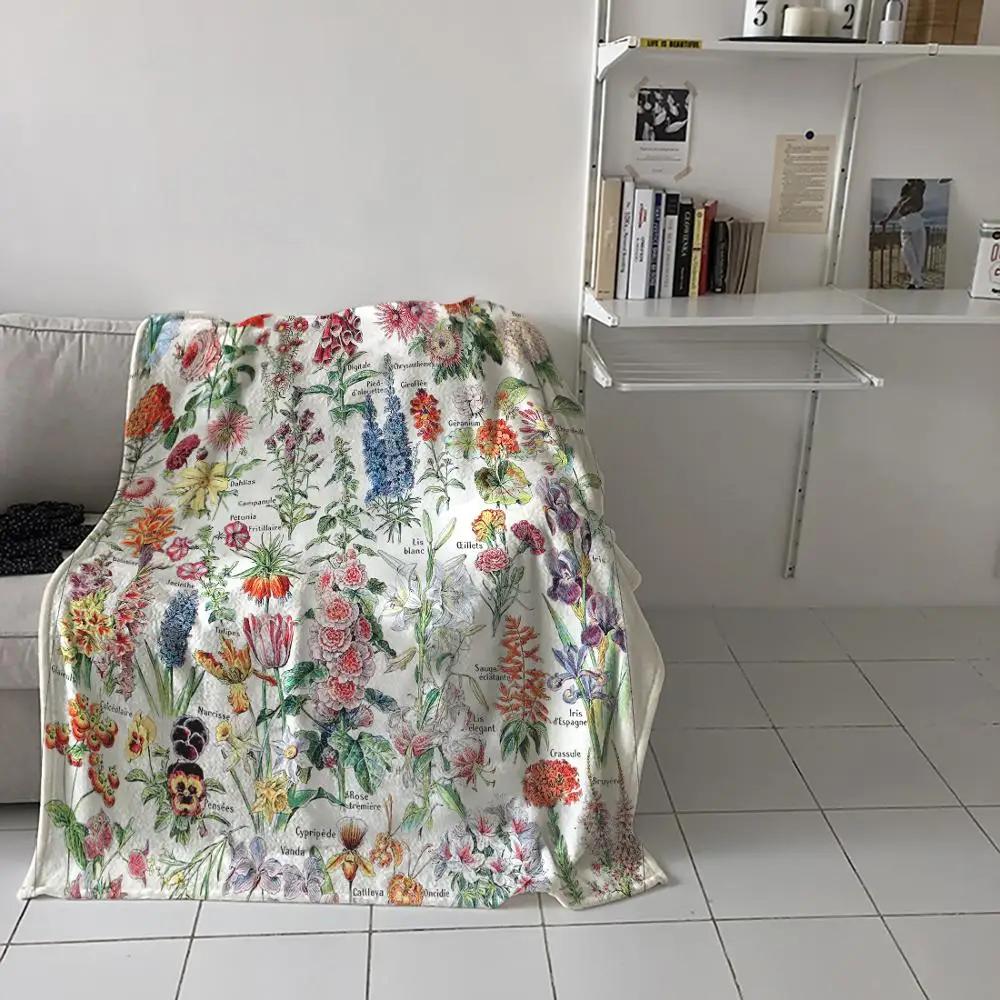 Адольф Мийо Цветы для всех Французский винтажный постер Плед Теплое одеяло из микрофибры Фланелевое одеяло
