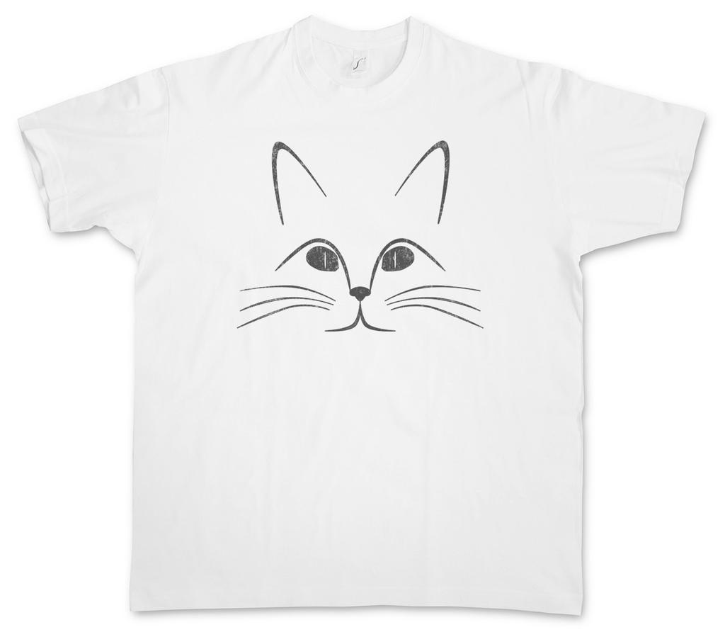 Футболка с мордочкой кошки Веселые кошки Katzen Katze Зависимый Liebe Любовь Любитель
