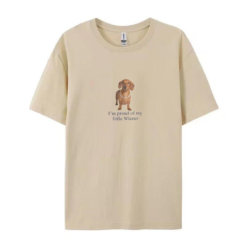 Cute Funny Dog Print Tshirts For Unisex Retro Harajuku Fashion Streetwear Shirt Aesthetic Graphic Tees Short Sleeve Unisex Tops