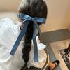 Lystrfac Fashion Denim Blue Bow Ribbon Hairclip  New Vintage Design Hair AccessorIies for Women Girls Hairpin