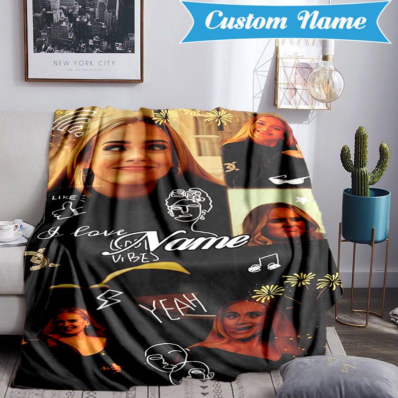 Custom Name Vibes Music Adele Blanket Lightweight Ideal Bedding Blanket Perfect for Travel, Camping, Living Rooms, Sofas, Christmas gift
