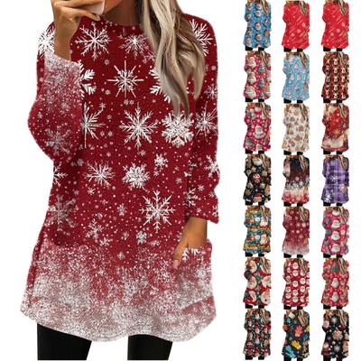 Женская мода повседневная плюшевая толстовка с длинным рукавом с принтом и карманами